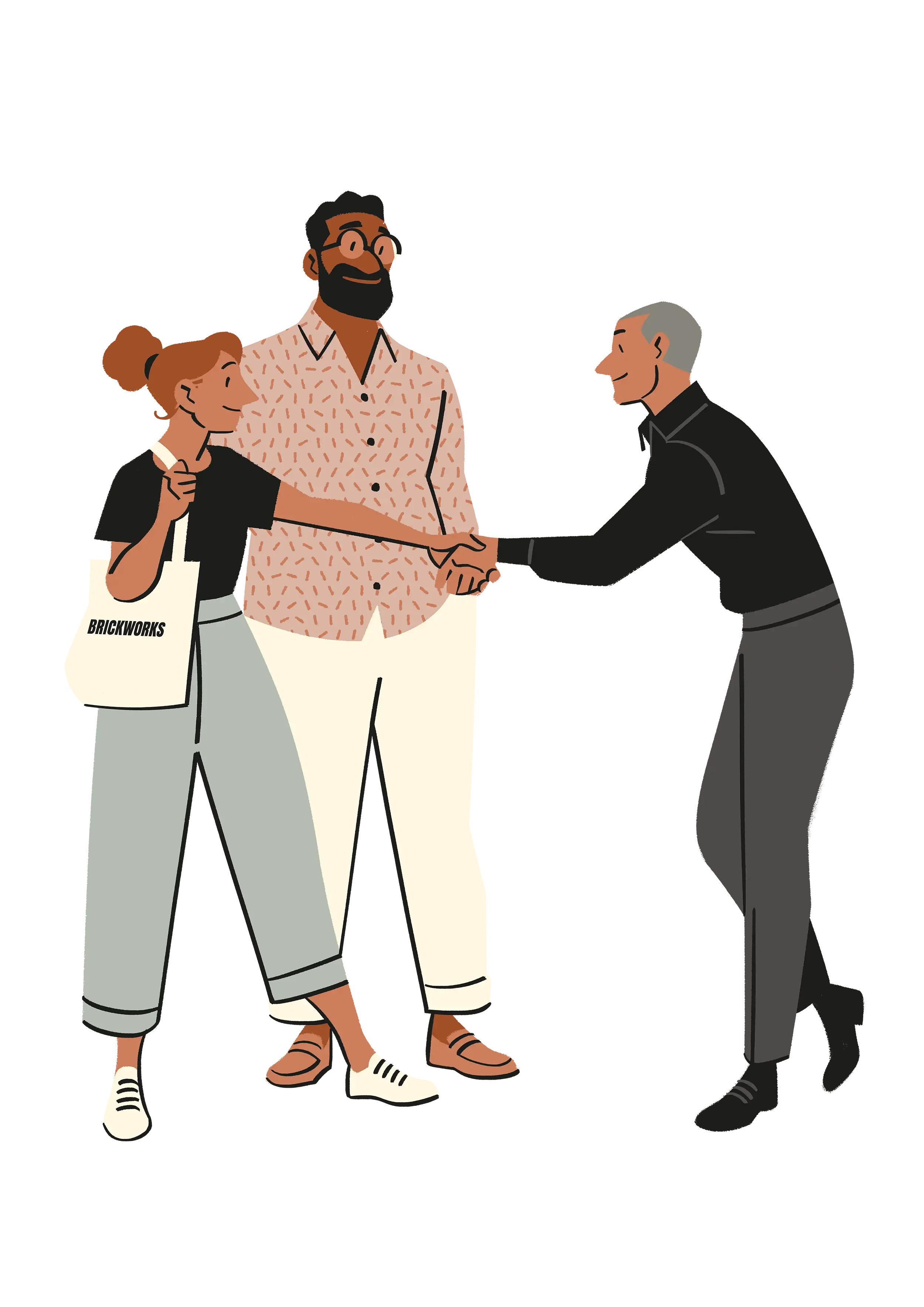 Man shaking hands with woman