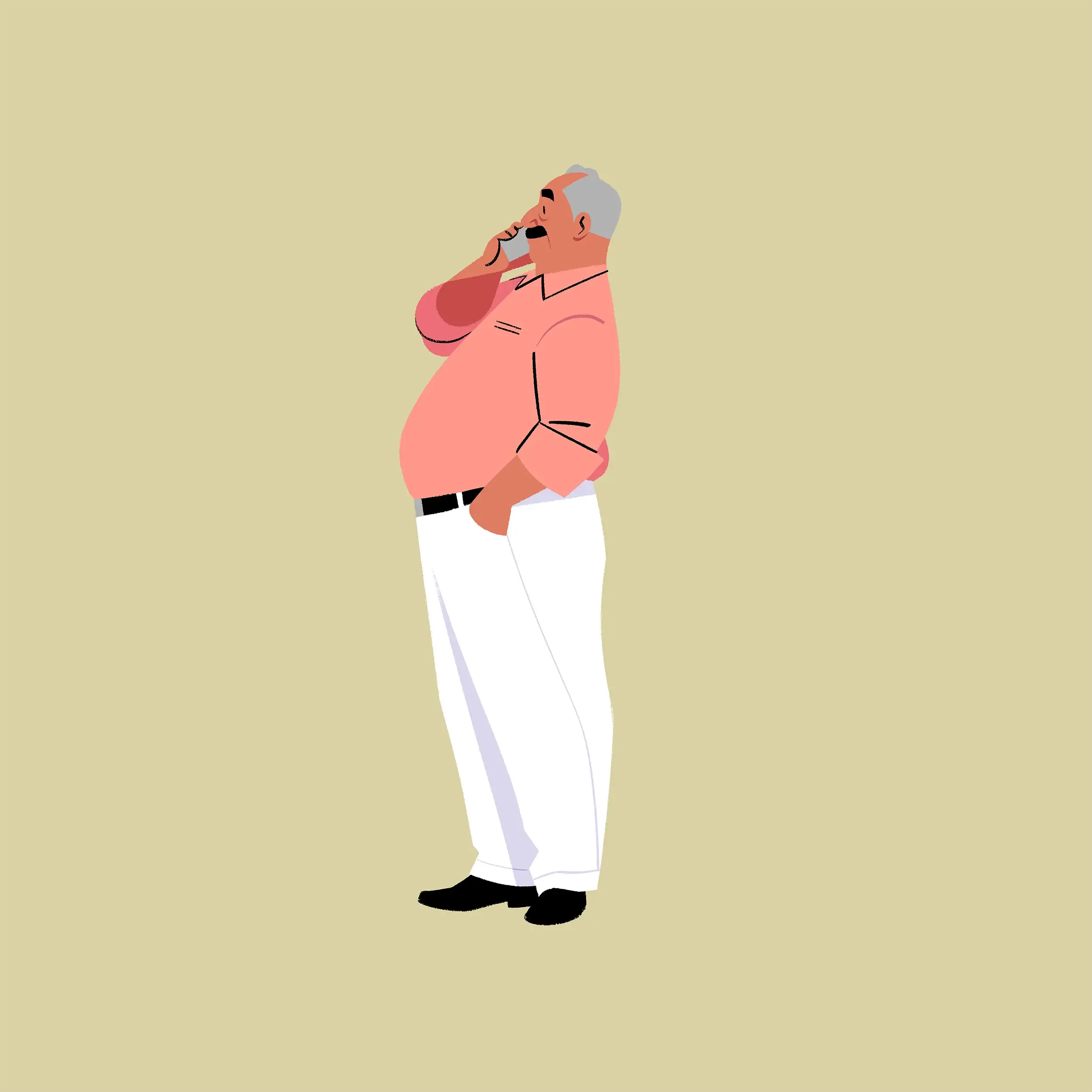 Elderly man on a phone call