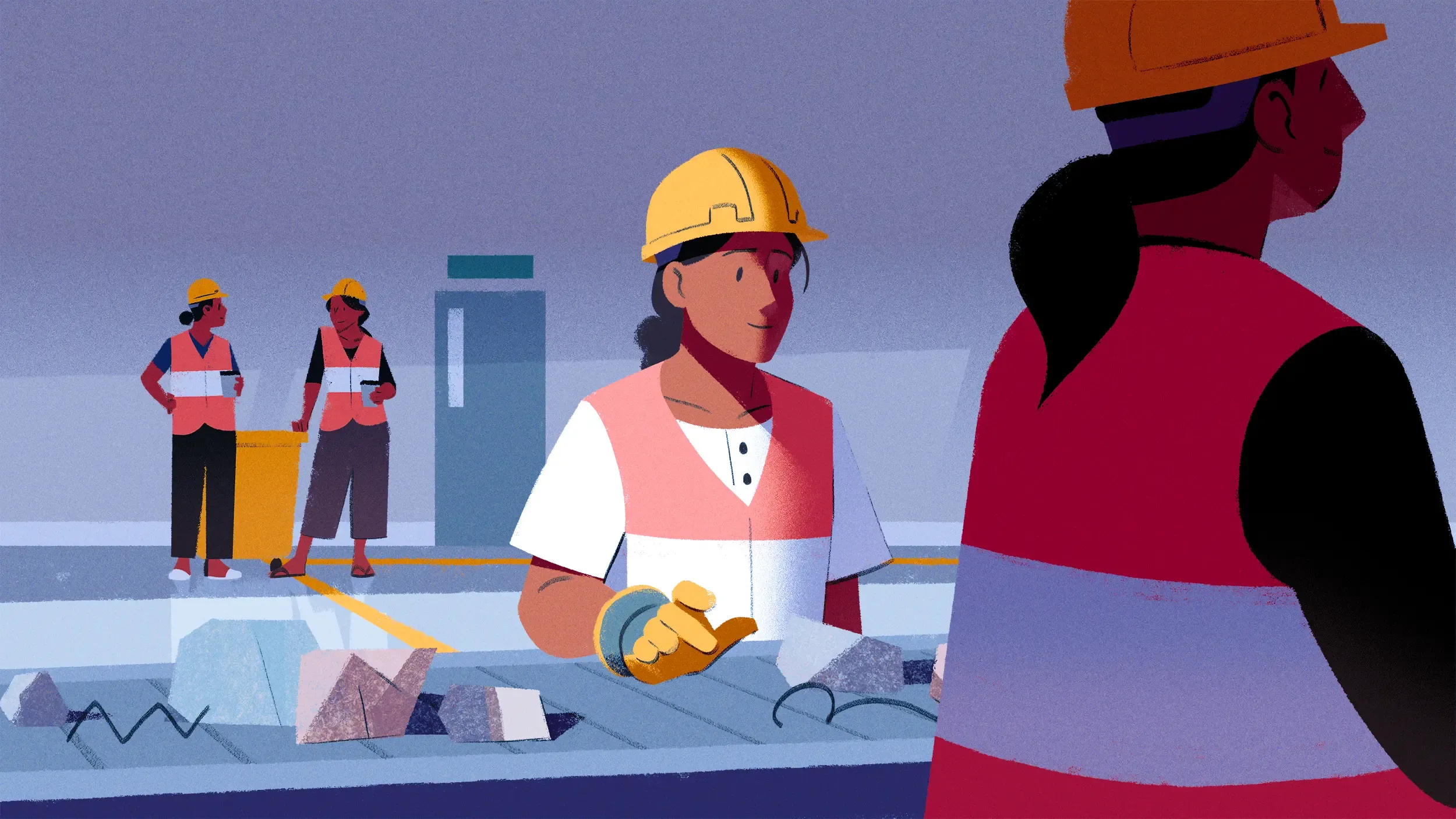 Amiyna working in protective gear