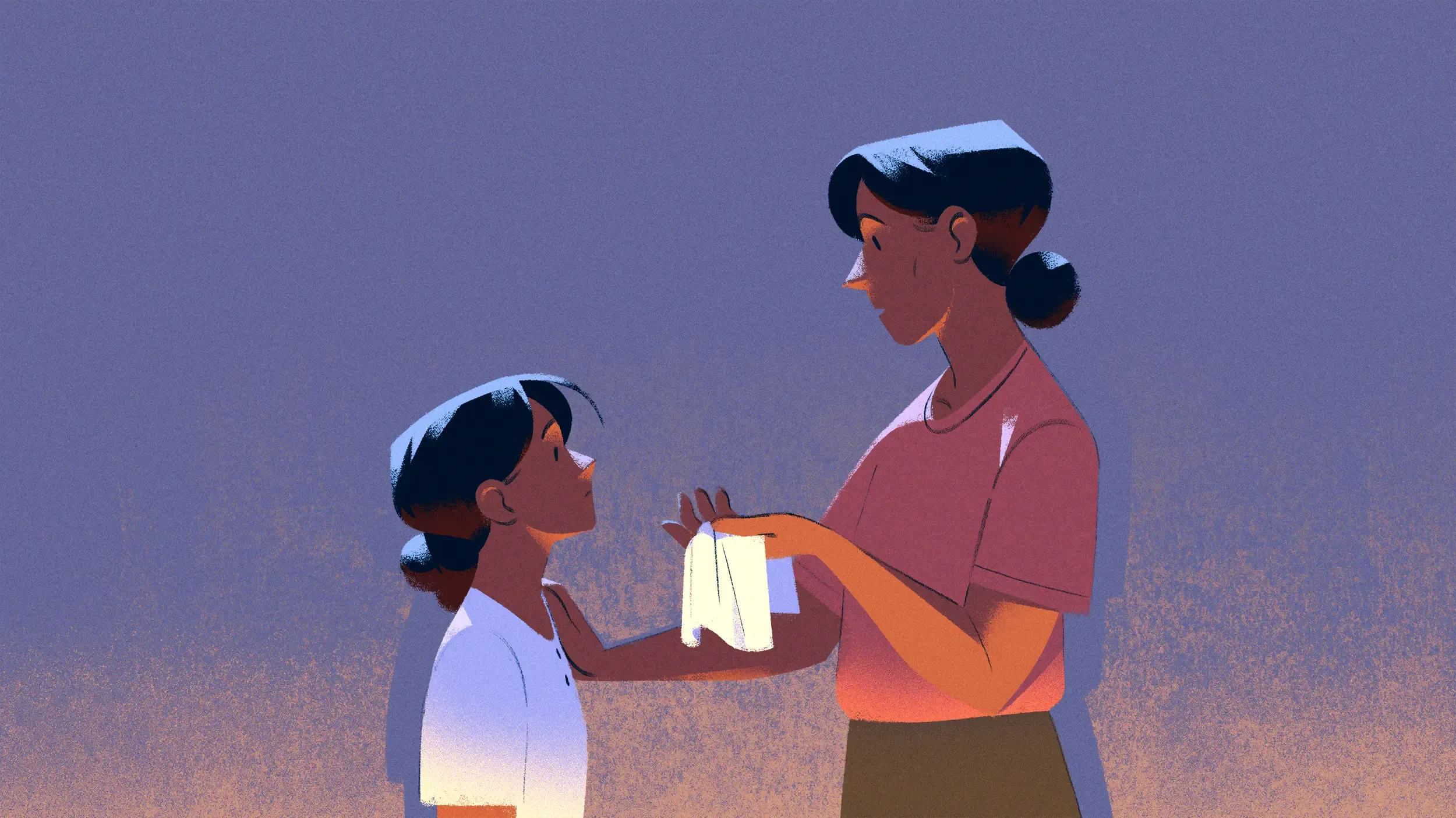 Amiyna's mother holding a rag